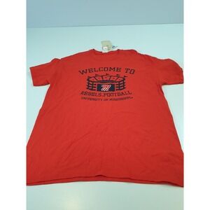 Ole Miss Rebels Shirt Mens Large Red NCAA Football Made USA Graphic T-Shirt